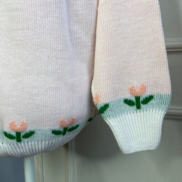 70s/80s Vintage Winona Knits Sweater Bunny Flowers Ribbed Women's Size‎ Large - Picture 8 of 12